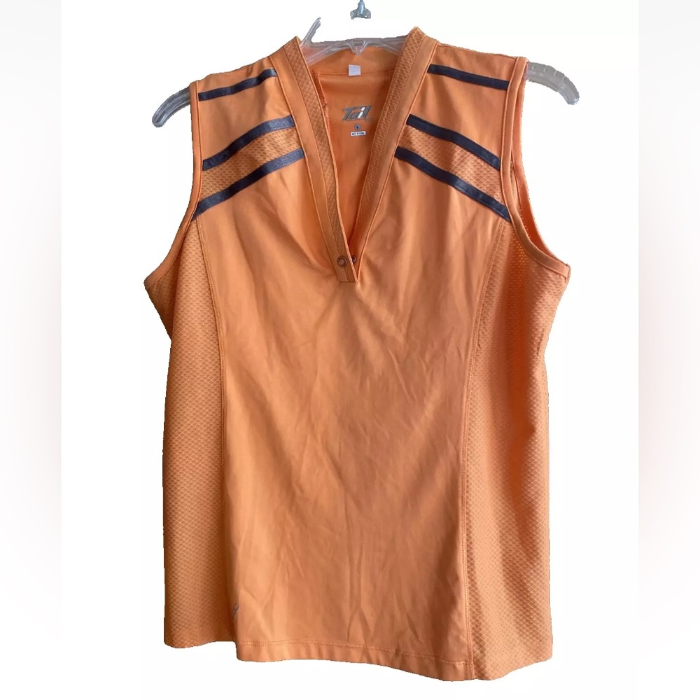 Tail Women's Golf Tennis Tank Sleeveless Orange Black Size Medium Collarless￼